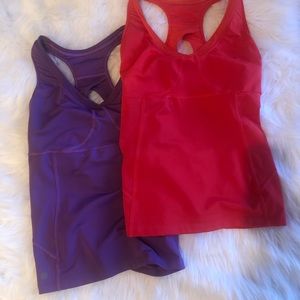2 Athleta tanks 36 D/DD red and purple 36D/DD long